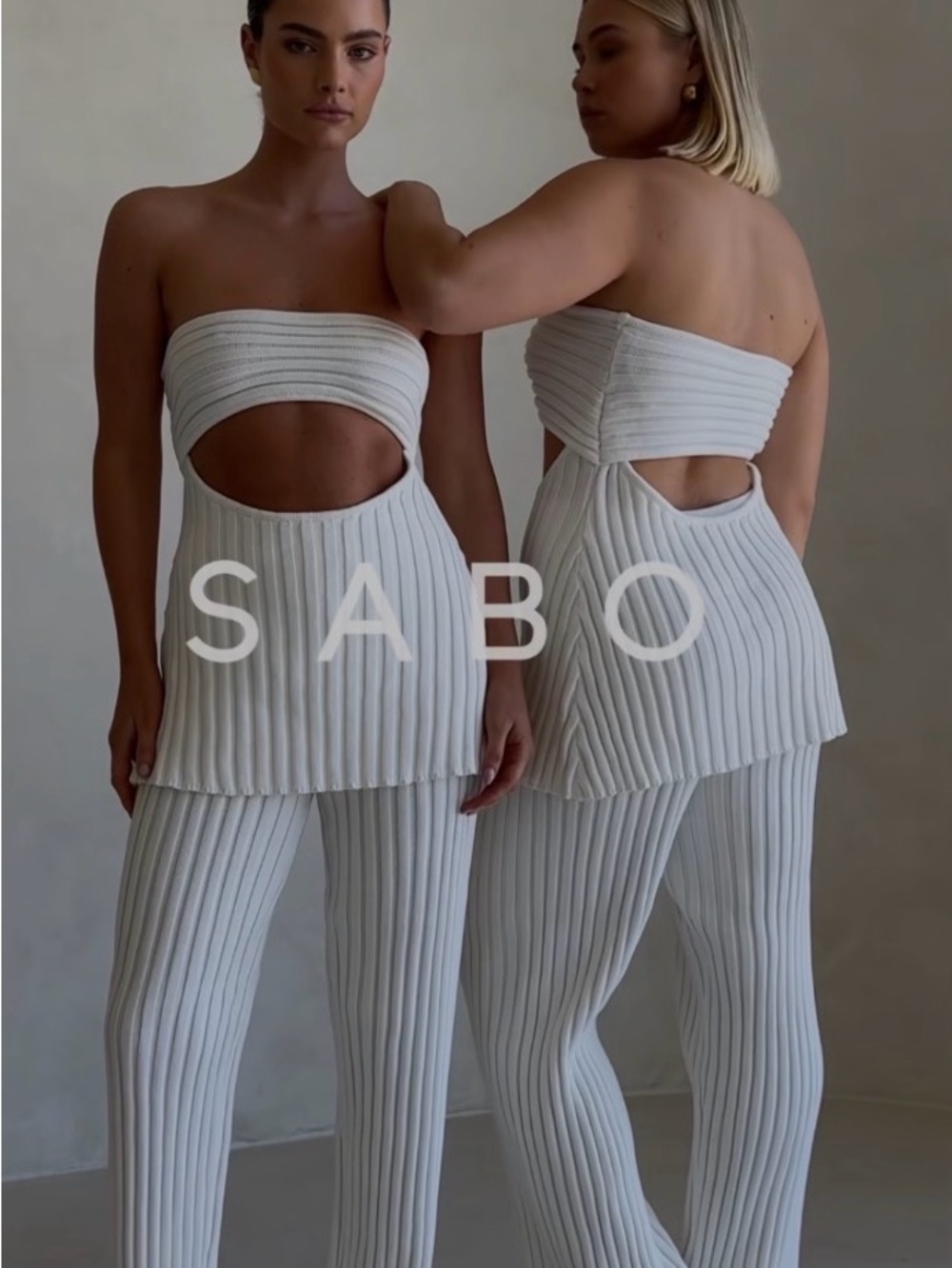 NWT Never Worn Sabo White Ribbed Sweater Set